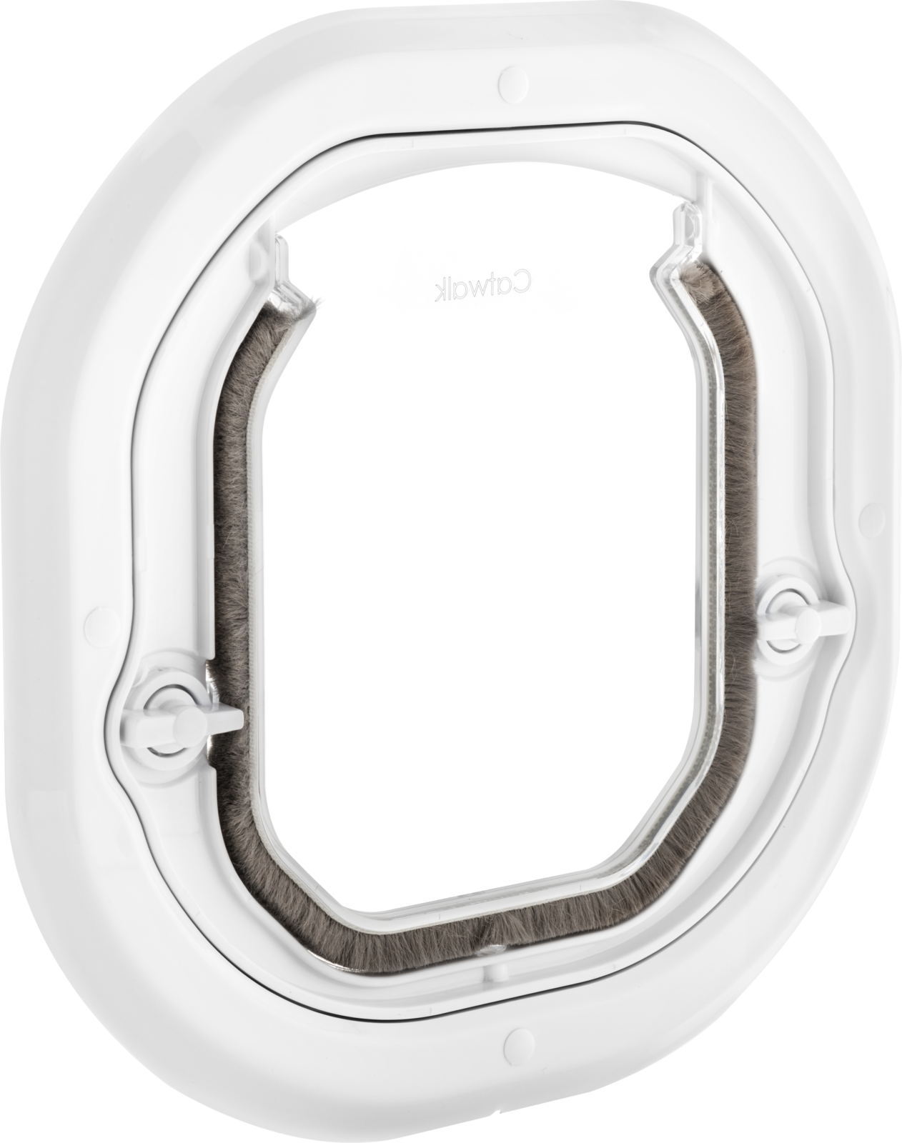 Catwalk Original glass-fitting cat door in white, shown on its own against a black background