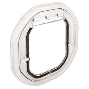 Dogwalk Intermediate glass-fitting dog door in white, for dual glazing, shown on its own against a white background