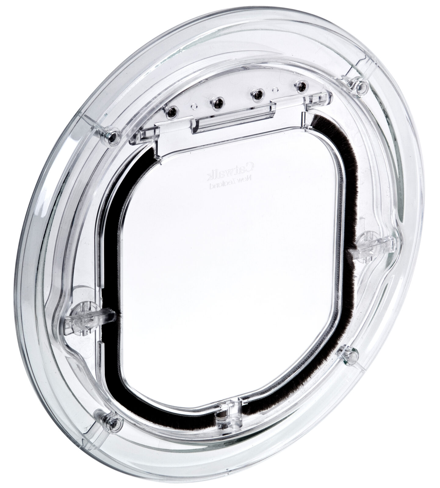 Catwalk Maxi Slim Line glass-fitting pet door in clear, for large cats and small dogs, shown on its own against a white background