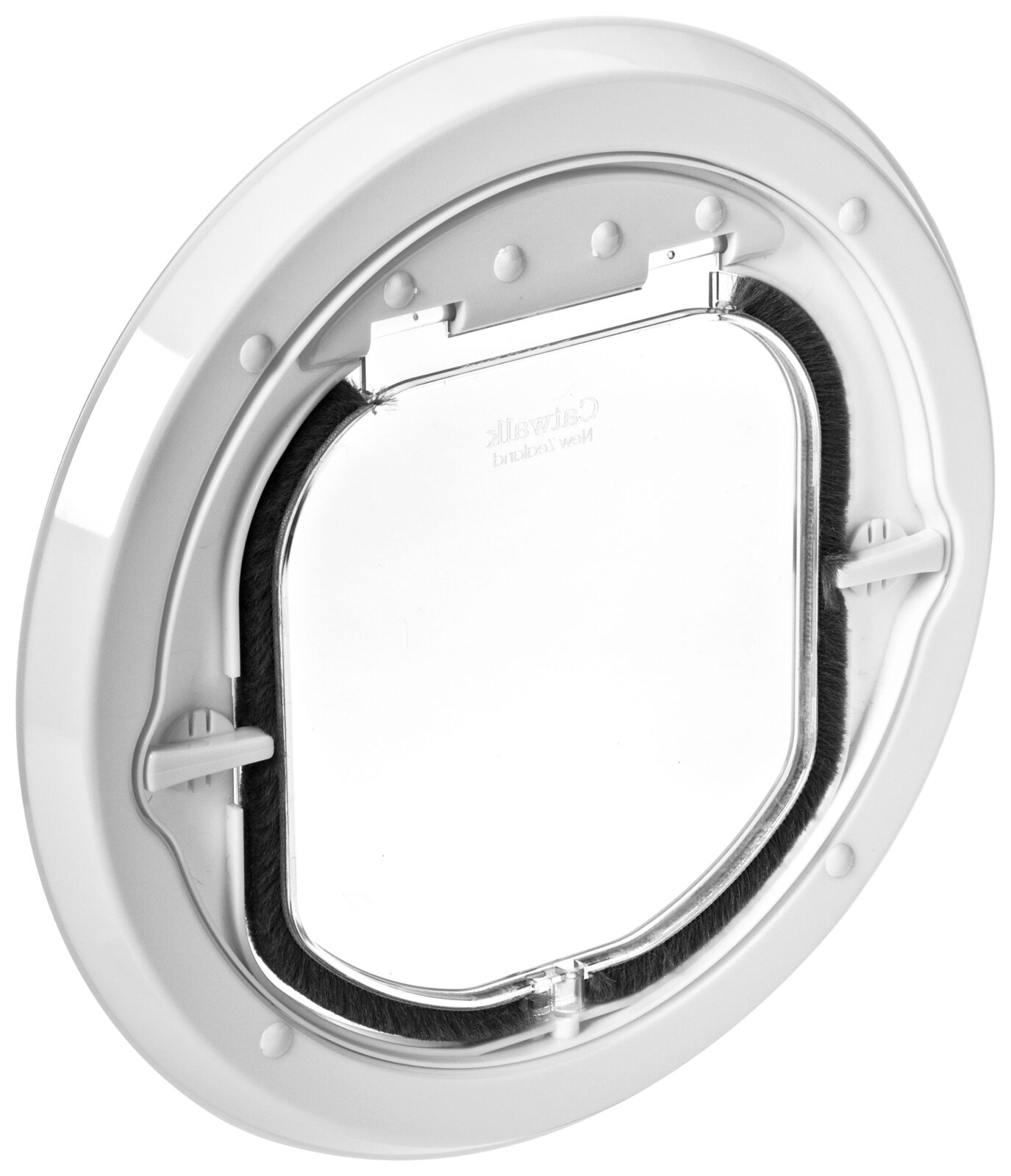 Catwalk Maxi glass-fitting pet door in white, for large cats and small dogs, shown on its own against a white background