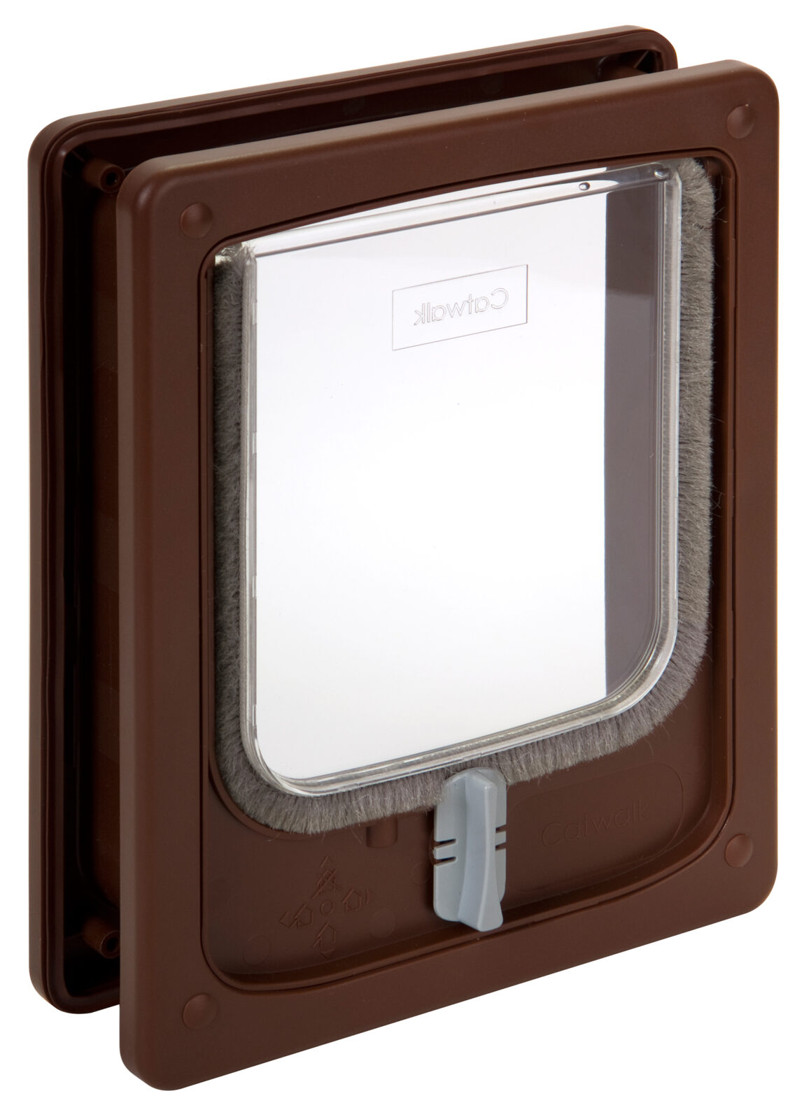 Catwalk tunnel cat door in brown, with self-adjusting tunnel for doors and walls 11 to 52 mm thick
