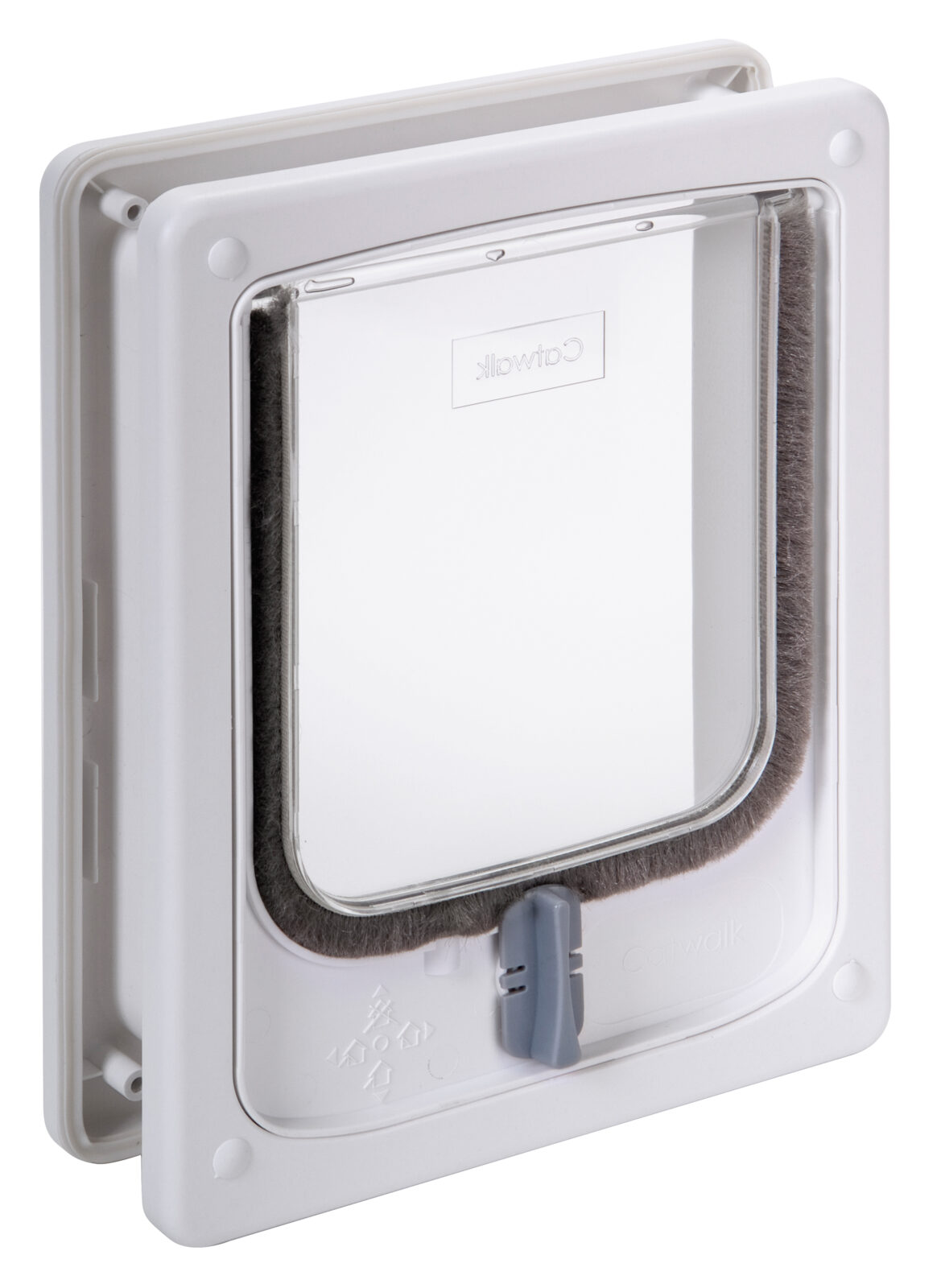 Catwalk tunnel cat door in white, with self-adjusting tunnel for doors and walls 11 to 52 mm thick