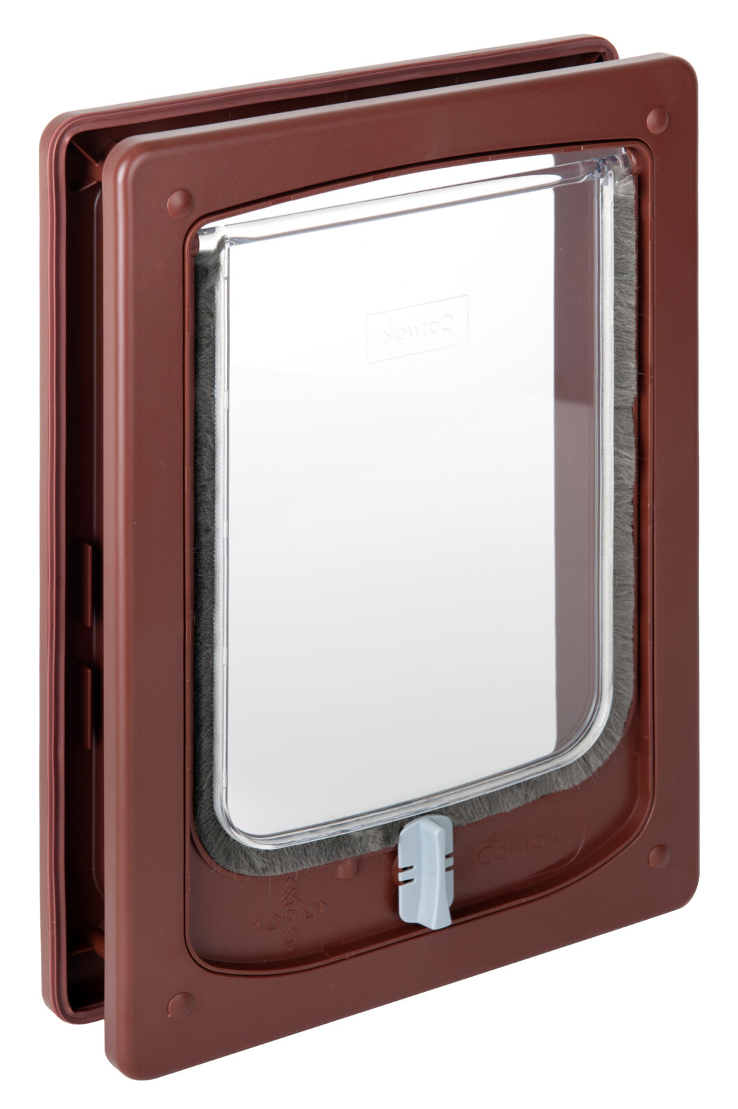 Dogwalk tunnel small dog door in brown, with self-adjusting tunnel for doors and walls 11 to 52 mm thick