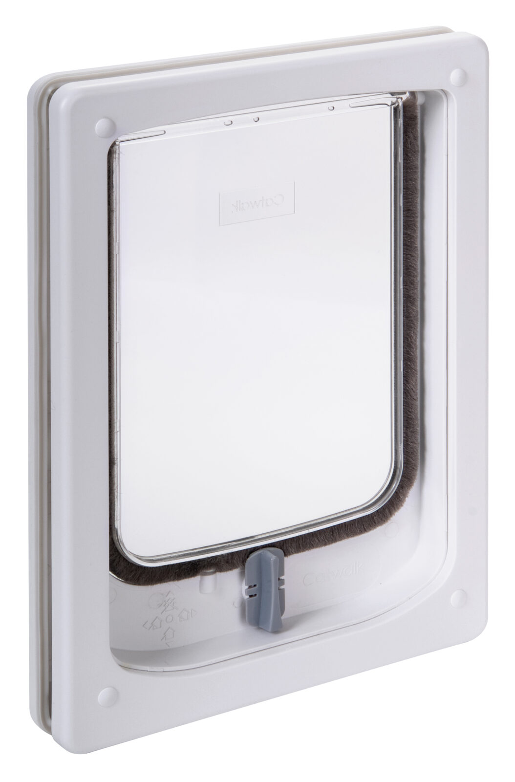 Dogwalk small dog door in white, wood fitting, for timber and PVC doors