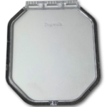 Genuine Dogwalk G-DDRF replacement flap for the Medium glass-fitting dog door, clear polycarbonate on a white background