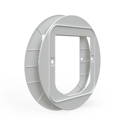 SureFlap Pet Door Mounting Adaptor GMA101WT2 in white, round adaptor for fitting the Microchip Pet Door into glass or a wall