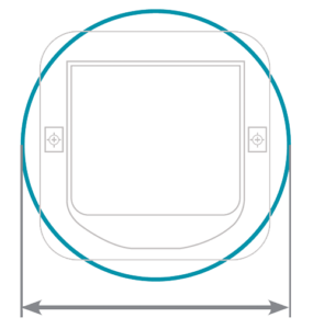 SureFlap Microchip Cat Flap glass installation drawing showing the 212 mm round hole